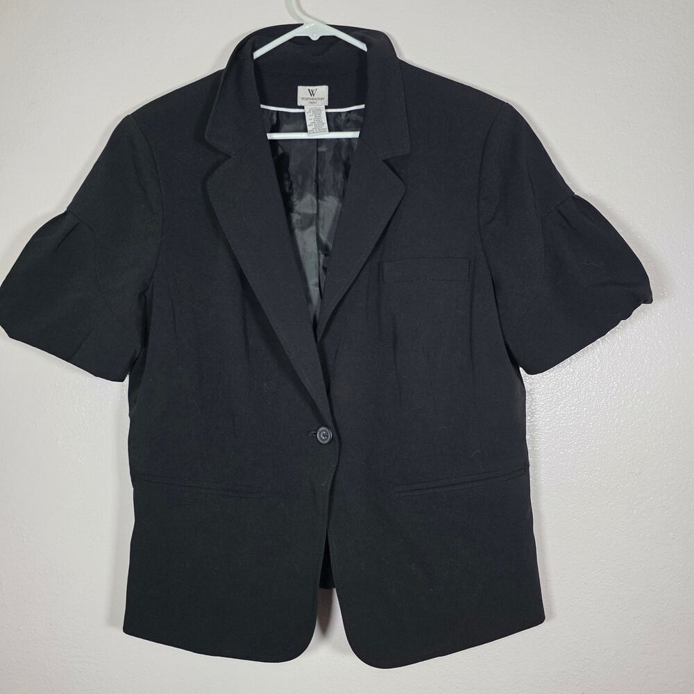 Worthington Stretch Short Sleeve Blazer Black Womens 18